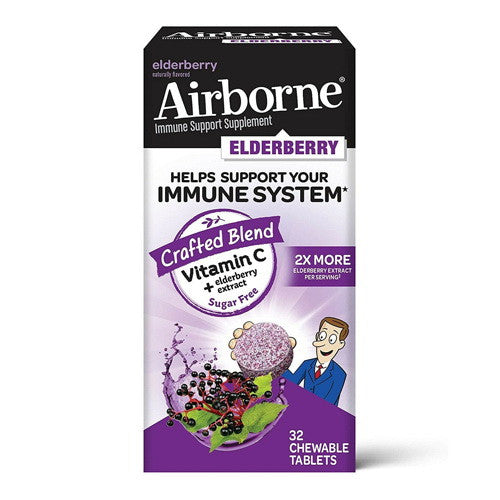 Airborne Vitamin C + Elderberry Immune Support Chewable Tablets, 32 Ea